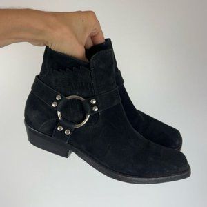 Mimosa Women’s EU 37 US 7 Black Suede Buckle Ankle Cowboy Booties Boots Western